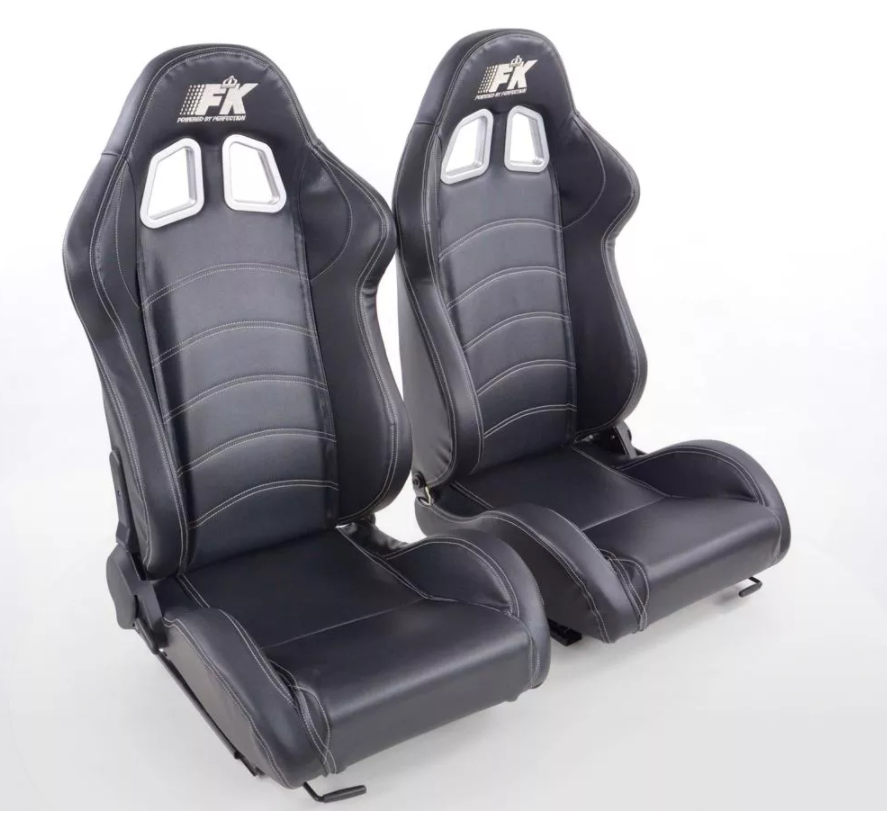 FK Universal Bucket Sports Seats Black Stitch Car 4x4 Van Defender 90 110 T4 T5