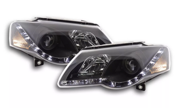 FK Set LED DRL Halo Eye Headlights VW Passat B6 3C 05+ BLACK RHD