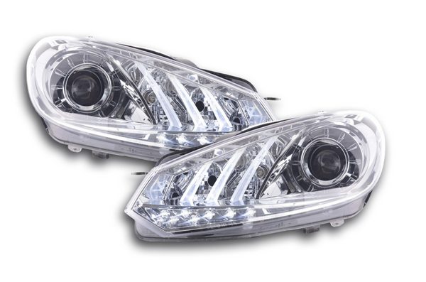 FK Set VW Golf 6 MK6 LED Devil Eye Project Headlights DRL GTI R20 08+ Chrome LHD