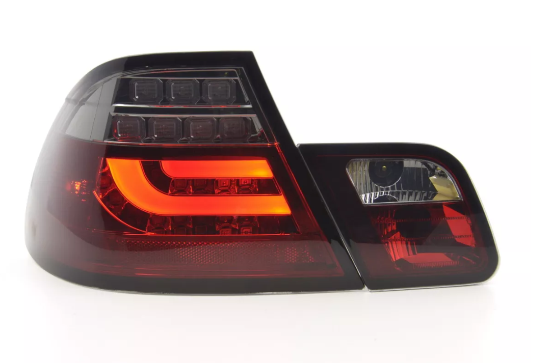 FK Paar LED-RÜCKLEUCHTEN Lichtleiste DRL BMW 3er E46 Coupe 99-03 schwarz rot LHD