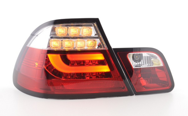 FK Pair LED REAR LIGHTS Lightbar DRL E46 Coupe 99-02 clear / red LHD