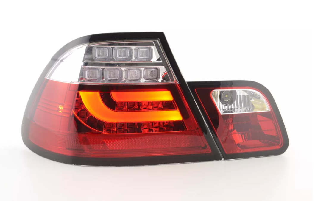 FK Paar LED-RÜCKLEUCHTEN Lichtleiste DRL E46 Coupe 99-02 klar / rot LHD