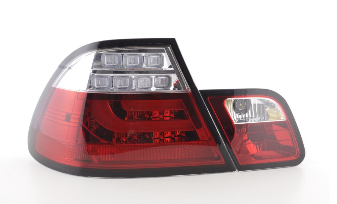 FK Paar LED-RÜCKLEUCHTEN Lichtleiste DRL E46 Coupe 99-02 klar / rot LHD