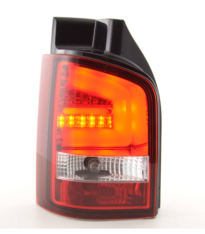 FK Pair VW T5 Transporter 03-10 LED Light Bar Rear Lights Red Clear LHD Plug & P