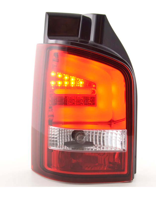 FK Paar VW T5 Transporter 03–10 LED-Lichtleiste, Rückleuchten, rot, klar, LHD-Stecker und P 