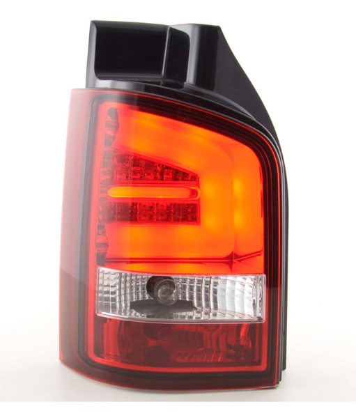 FK Paar VW T5 Transporter 03–10 LED-Lichtleiste, Rückleuchten, rot, klar, LHD-Stecker und P 