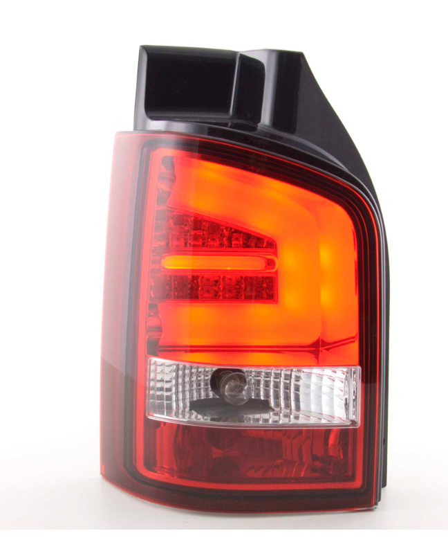 FK Paar VW T5 Transporter 03–10 LED-Lichtleiste, Rückleuchten, rot, klar, LHD-Stecker und P 