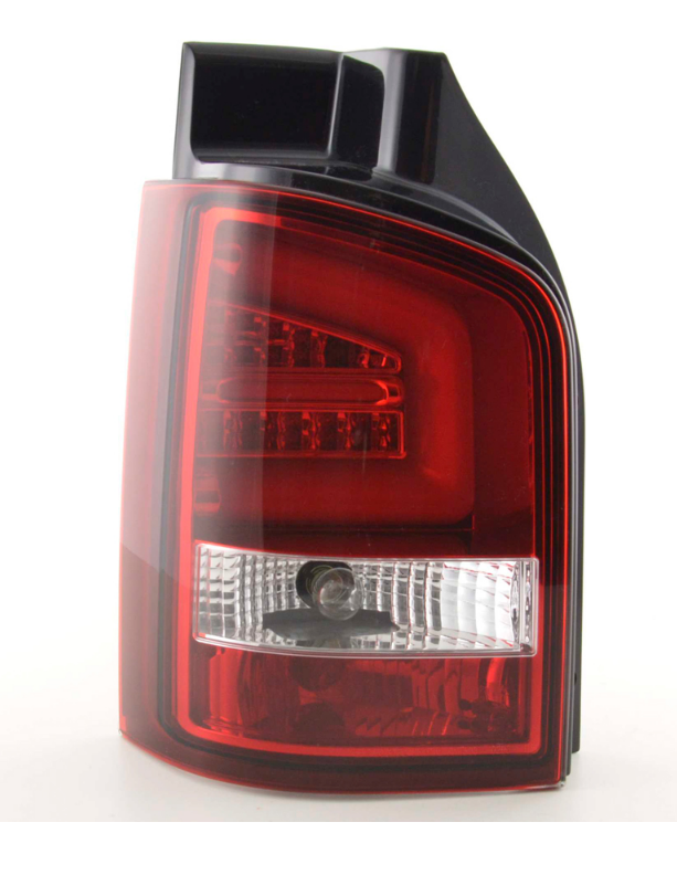 FK Paar VW T5 Transporter 03–10 LED-Lichtleiste, Rückleuchten, rot, klar, LHD-Stecker und P 