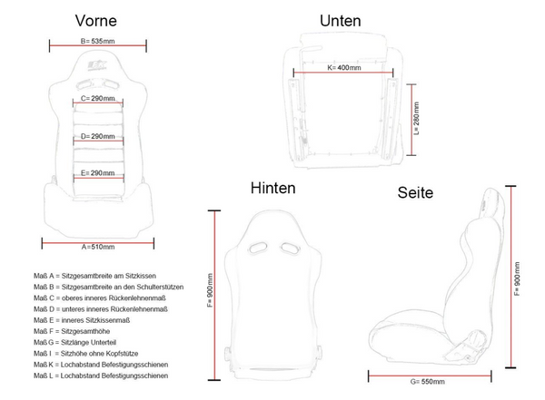 FK Universal-Vollschalensitze und Gleitkufen in Schwarz und Blau von Lux Sports