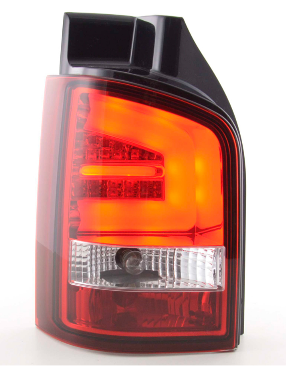 FK Paar VW T5 Transporter 03–10 LED-Lichtleiste, Rückleuchten, rot, klar, LHD-Stecker und P 