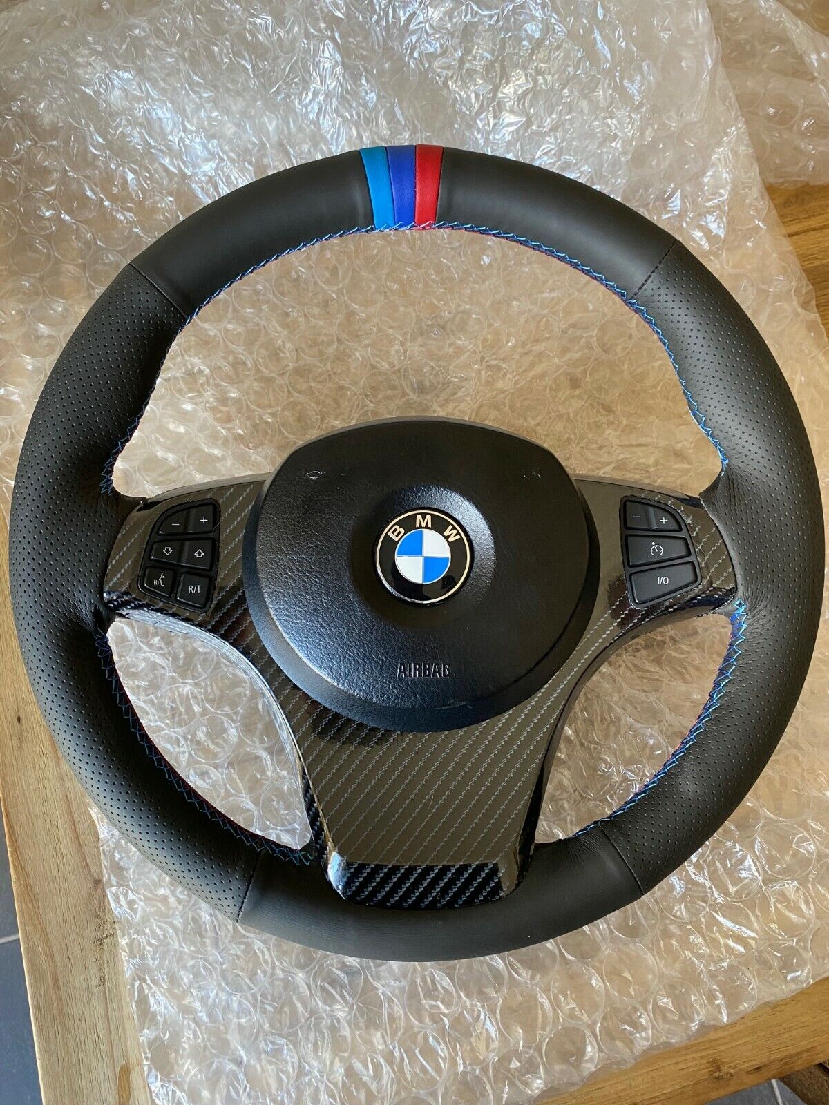 BMW X3 E83 X5 E53 04+ Leather M Sport Steering Wheel New Leather Stitch Carbon