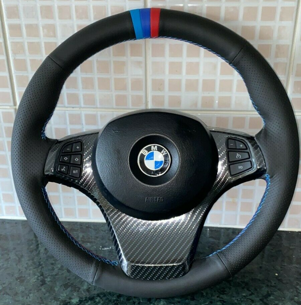 BMW X3 E83 X5 E53 04+ Leather M Sport Steering Wheel New Leather Stitch Carbon