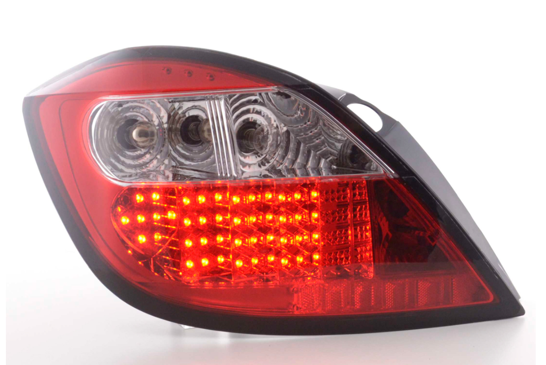 FK Automotive Pair LED Rear Lights Opel Astra H 5-door 04+ red clear OPC LHD