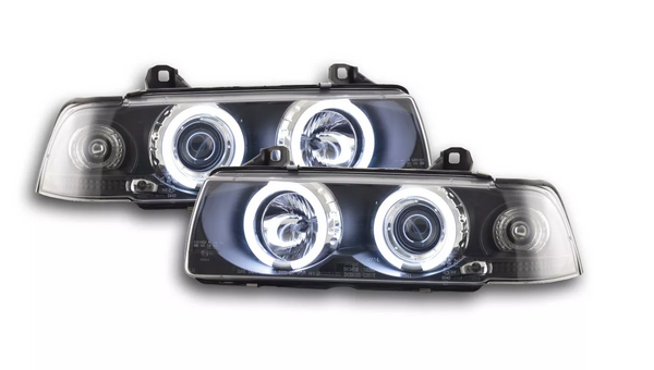 FK LED-Scheinwerfer Angel Eyes Halo Ring CCFL BMW 3er E36 Limousine 92-98 M3 LHD 