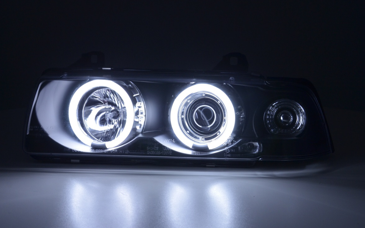 FK LED-Scheinwerfer Angel Eyes Halo Ring CCFL BMW 3er E36 Limousine 92-98 M3 LHD 