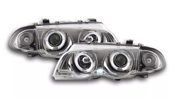 FK LED DRL Devil Halo Eye Headlights BMW E46 Saloon 98-01 chrome LHD M3