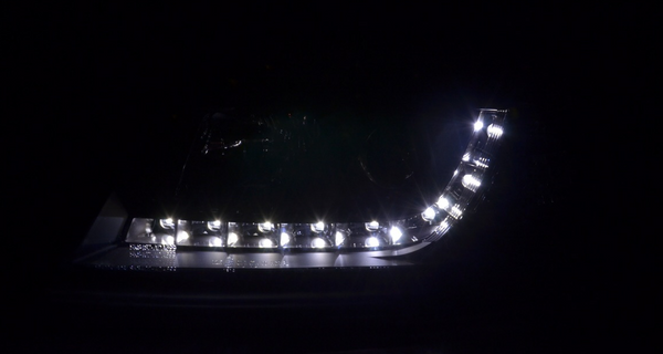 FK LED-Scheinwerfer, LED-Tagfahrlicht, Projektor, Audi A6 C5 4B 97–01, Schwarz, S6 S-Line, LHD