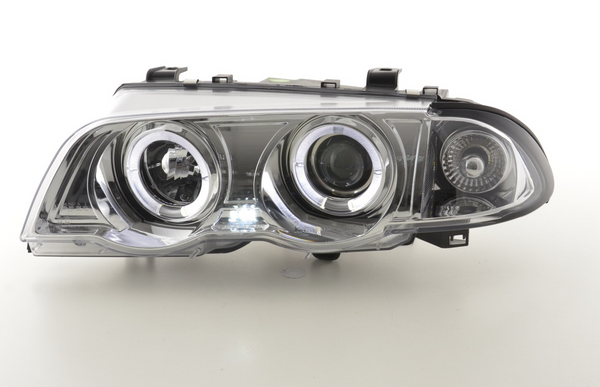 FK LED DRL Devil Halo Eye Headlights BMW E46 Saloon 98-01 chrome LHD M3