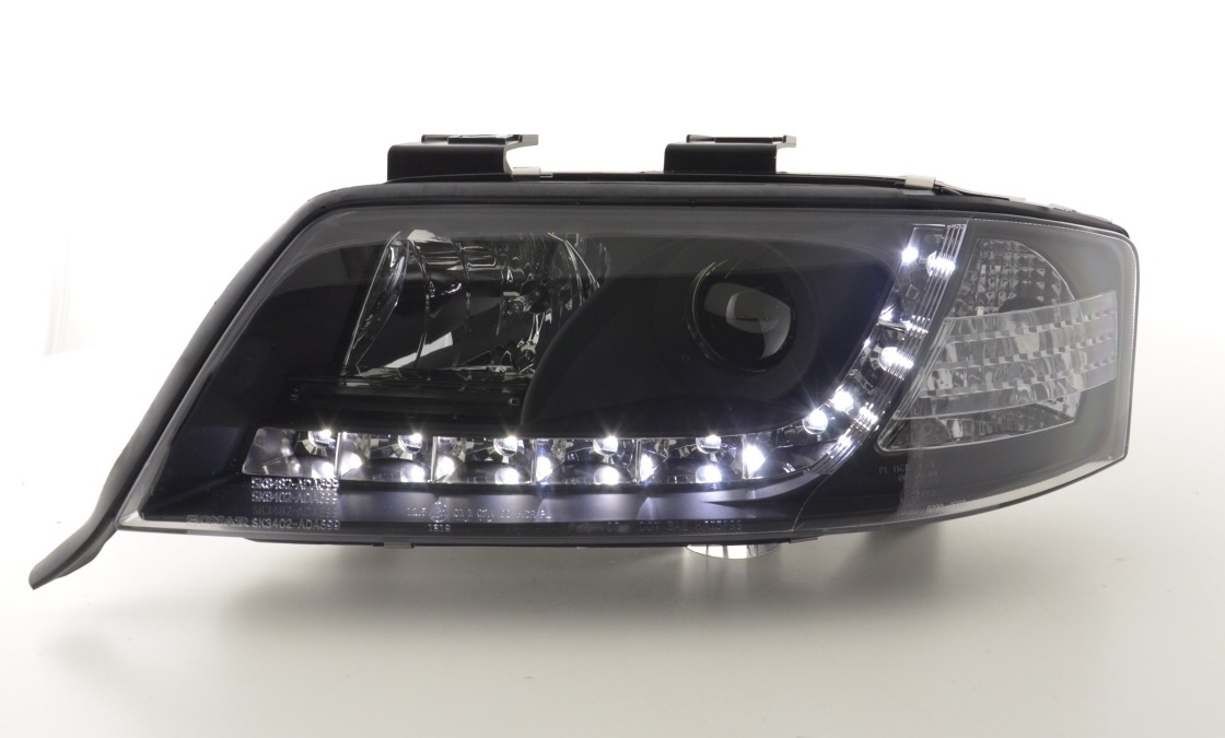 FK LED Headlights LED DRL Projector Audi A6 C5 4B 97-01 Black S6 S-Line LHD