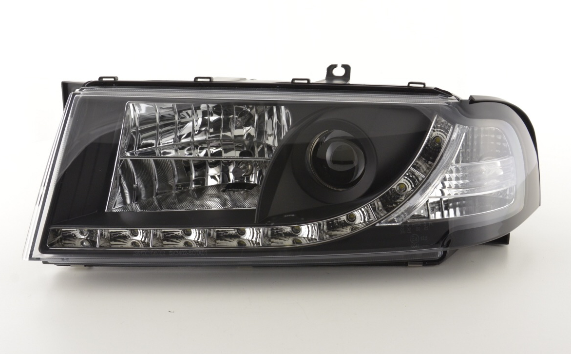 FK Set LED DRL Headlights Halo Projector Skoda Octavia 1U 01-04 black LHD