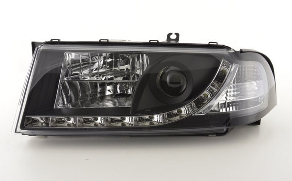 FK Set LED DRL Scheinwerfer Halo Projektor Skoda Octavia 1U 01-04 schwarz LHD