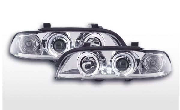 FK Set LED DRL Halo Angel Eyes Xenon Headlights BMW 5-series E39 95-00 Chrome M5