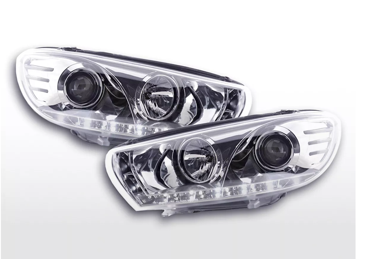 FK Pair LED DRL Light Bar Headlights lightbar VW Scirocco 3 Mk3 13 08-14 chrome