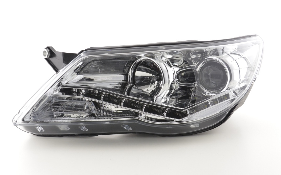 FK Paar LED DRL Projektorscheinwerfer VW Tiguan 5N 07-11 Chrom RHD 