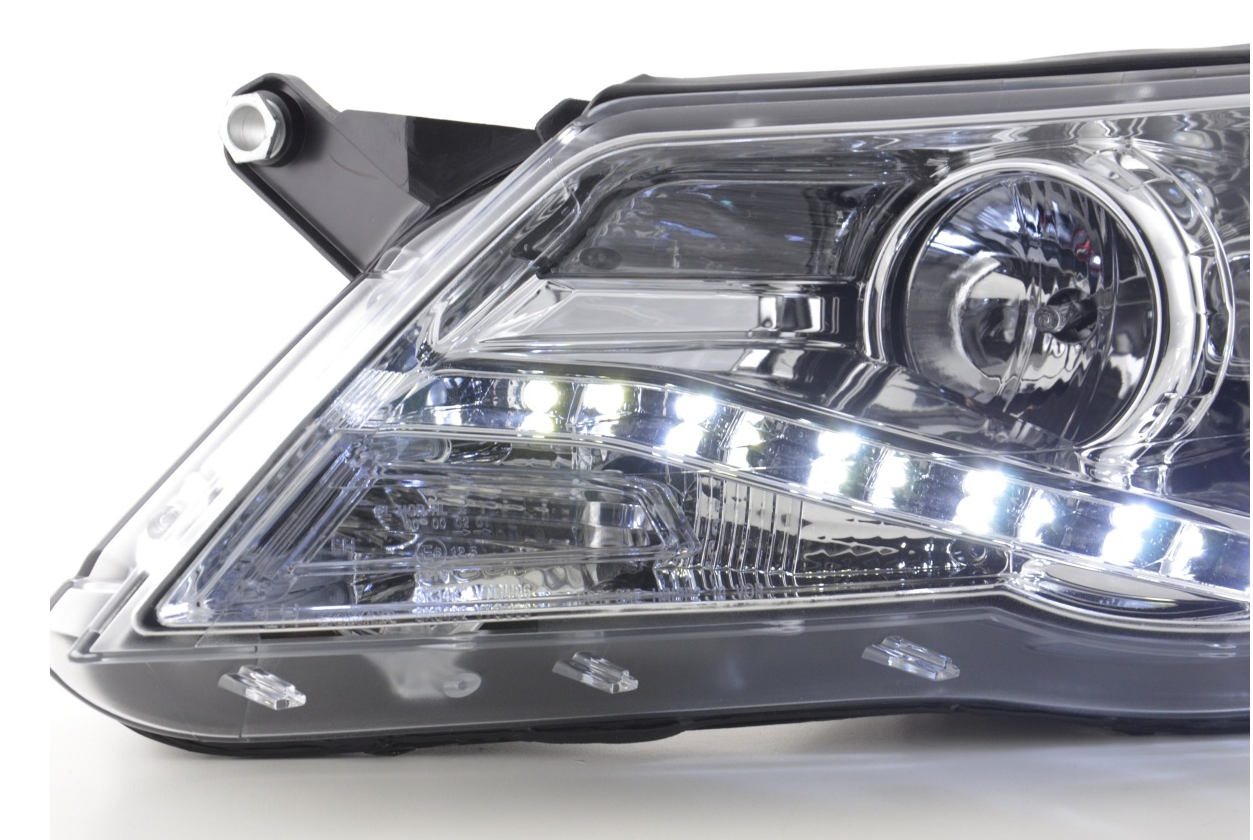 FK Paar LED DRL Projektorscheinwerfer VW Tiguan 5N 07-11 Chrom RHD 