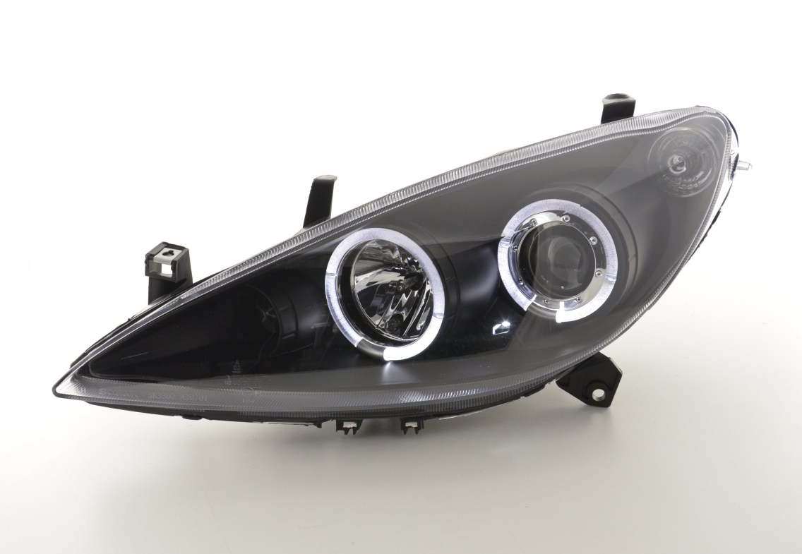 FK LED DRL Angel Eye Halo Projektorscheinwerfer Peugeot 307 01-06 schwarz LHD NSW 