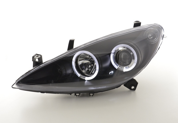 FK LED DRL Angel Eye Halo Projector headlights Peugeot 307 01-06 black LHD NSW