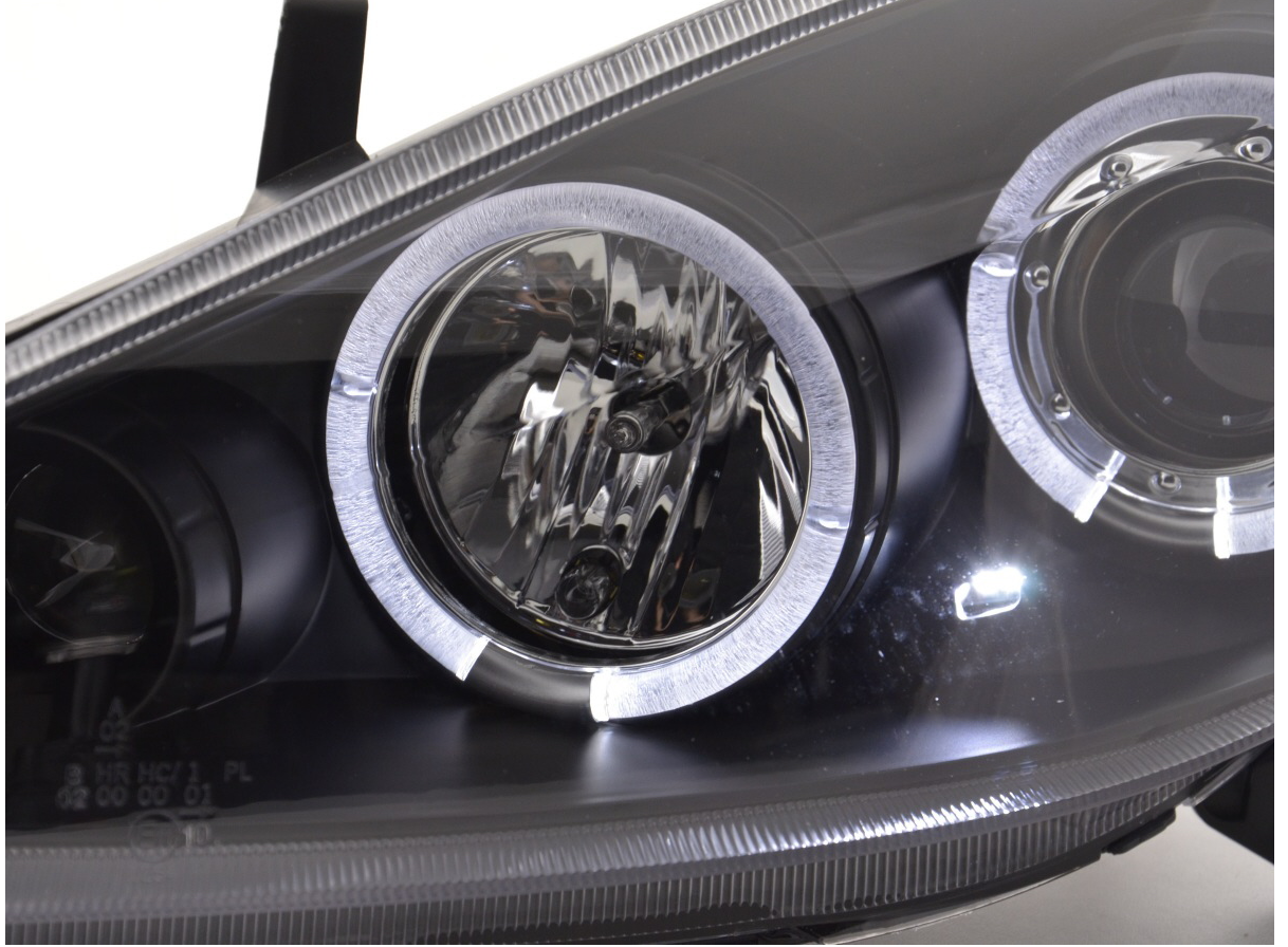 FK LED DRL Angel Eye Halo Projector headlights Peugeot 307 01-06 black LHD NSW