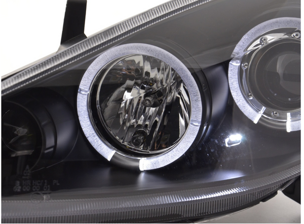 FK LED DRL Angel Eye Halo Projector headlights Peugeot 307 01-06 black LHD NSW