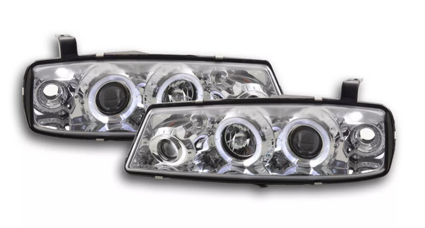 FK Pair LED DRL Black headlights Opel Vauxhall Calibra 90-98 chrome LHD