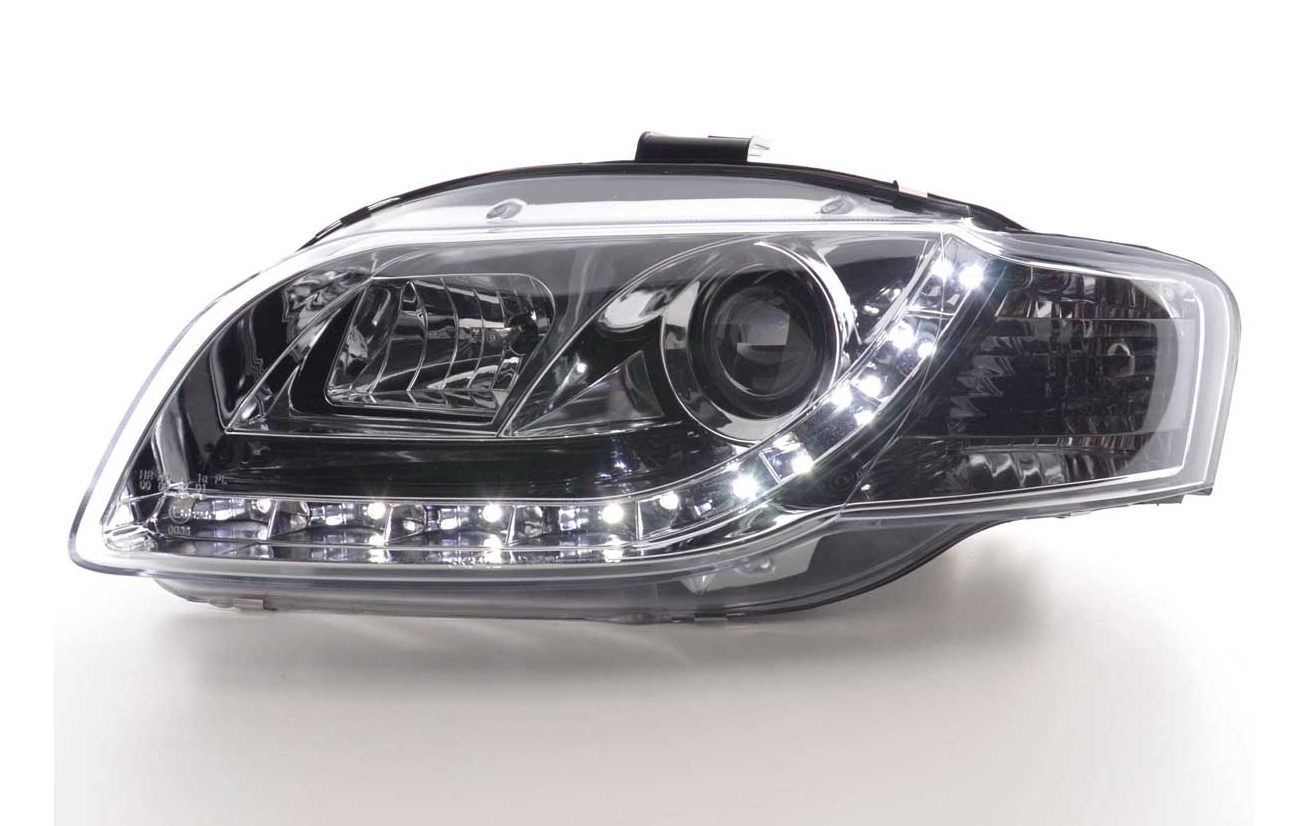 FK LED DRL Angel Eye Projektorscheinwerfer Audi A4 B7 8E 04-08 Chrom LHD S4 