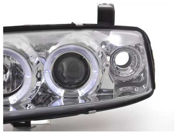 FK Pair LED DRL Black headlights Opel Vauxhall Calibra 90-98 chrome LHD