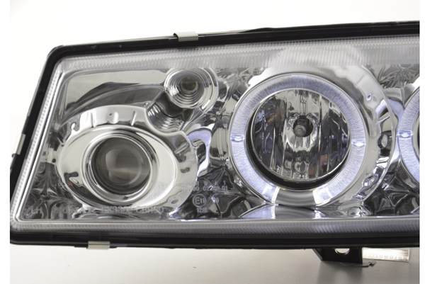 FK Pair LED DRL Black headlights Opel Vauxhall Calibra 90-98 chrome LHD