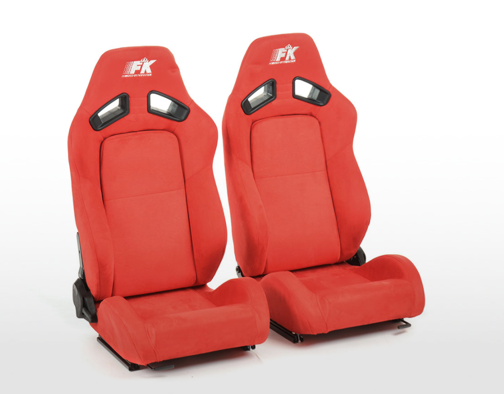 FK Universal Sports Bucket Seats Syn Suede Grey Red with univ slide