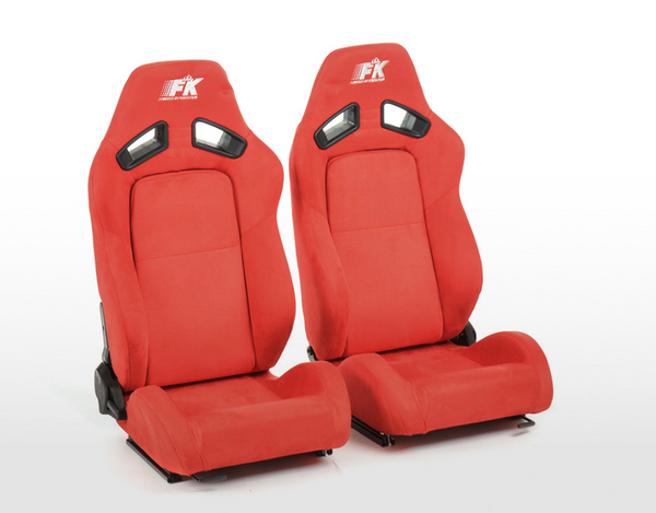 FK Universal Sports Bucket Seats Syn Suede Grey Red with univ slide