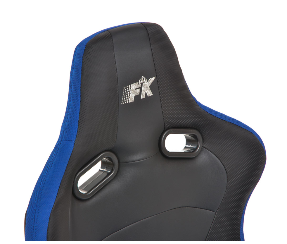 FK Universal Full Bucket Sports Seats Black & Blue Synthetic Leather Carbon