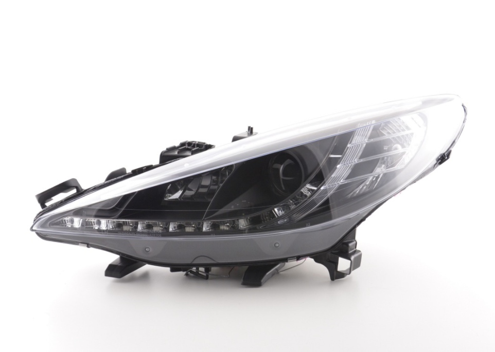 FK Set LED DRL Lightbar Halo Projector headlights Peugeot 207 2006+ black RHD