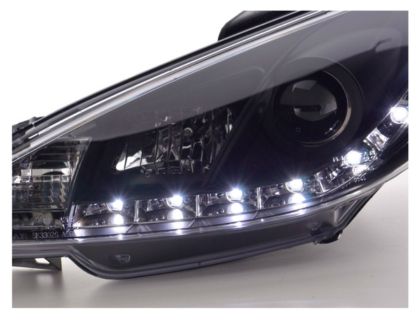 FK LED DRL Lightbar Halo Projektorscheinwerfer 206 98+ Schwarz LHD