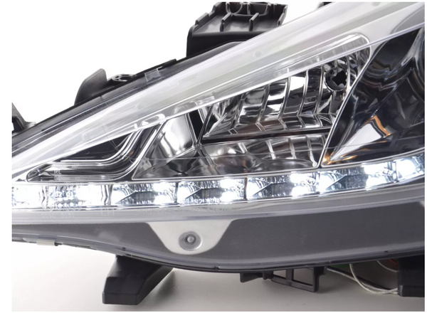 FK Set LED DRL Lightbar Projektorscheinwerfer Peugeot 207 06+ Chrom LHD