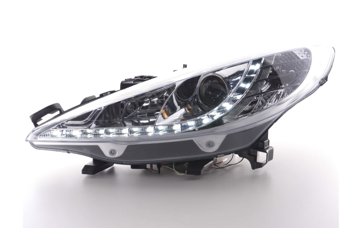 FK Set LED DRL Lightbar Projektorscheinwerfer Peugeot 207 06+ Chrom LHD