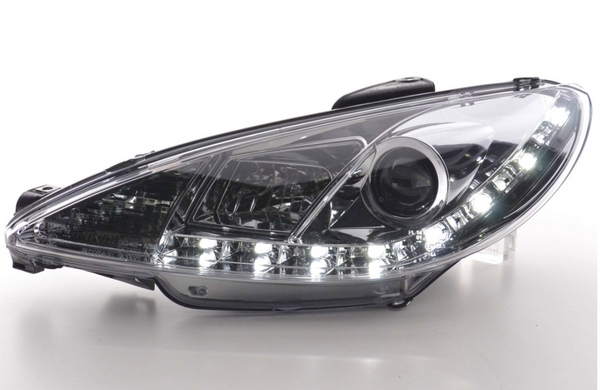 FK LED DRL Lightbar Halo Projektorscheinwerfer 206 S16 98+ Chrom LHD