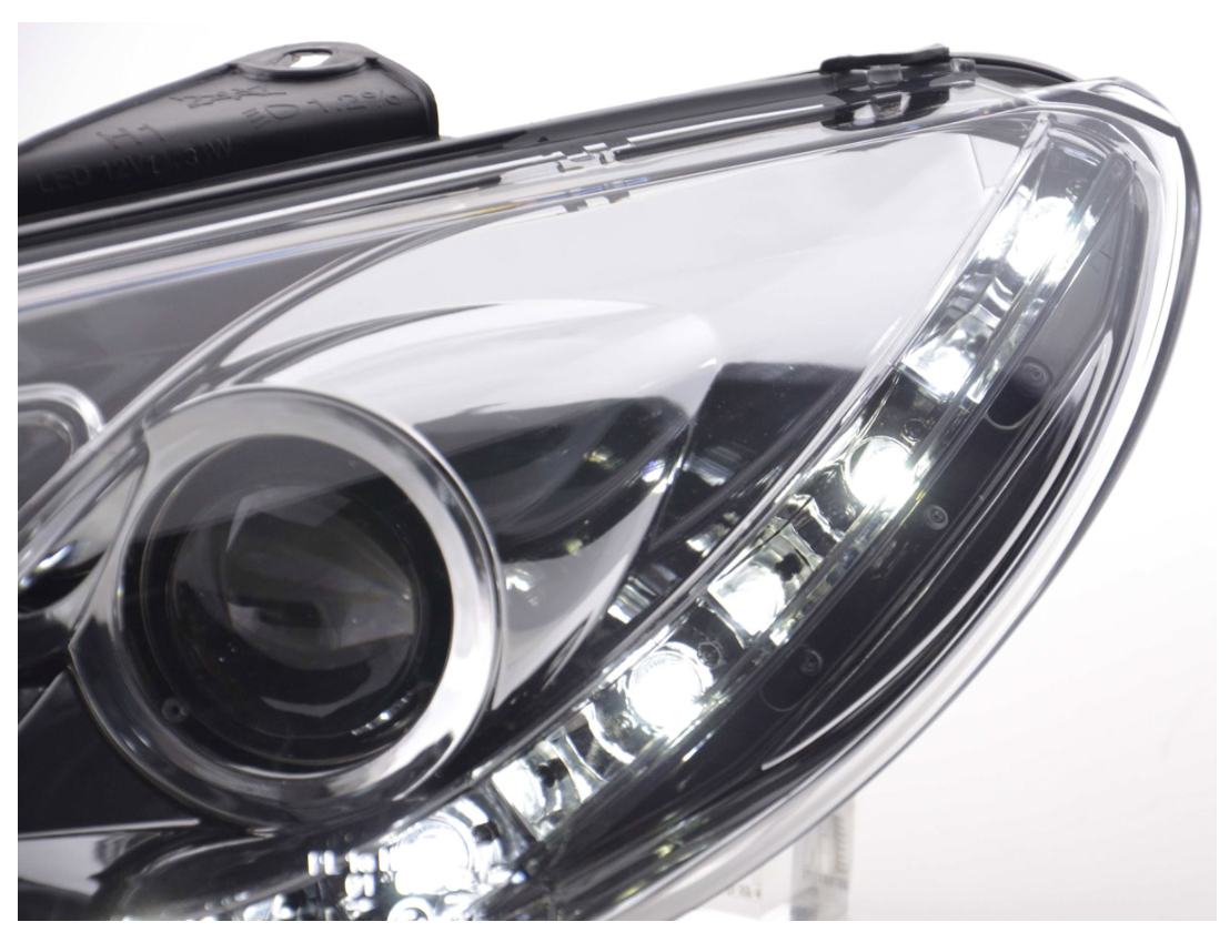 FK LED DRL Lightbar Halo Projektorscheinwerfer 206 S16 98+ Chrom LHD