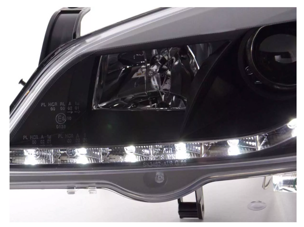 FK Set LHD Astra G 98–03 schwarz LED DRL Lichtleiste Projektor Scheinwerfer Plug Play