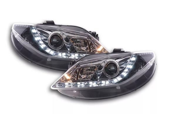 FK LED DRL Projector Eyes headlights Seat Ibiza 4 MK4 6J 08+ black chrome LHD