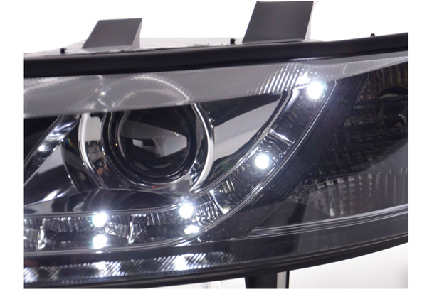 FK LED Headlights Lightbar Halo Ring Opel Vauxhall Vectra B 99-02 Chrome LHD