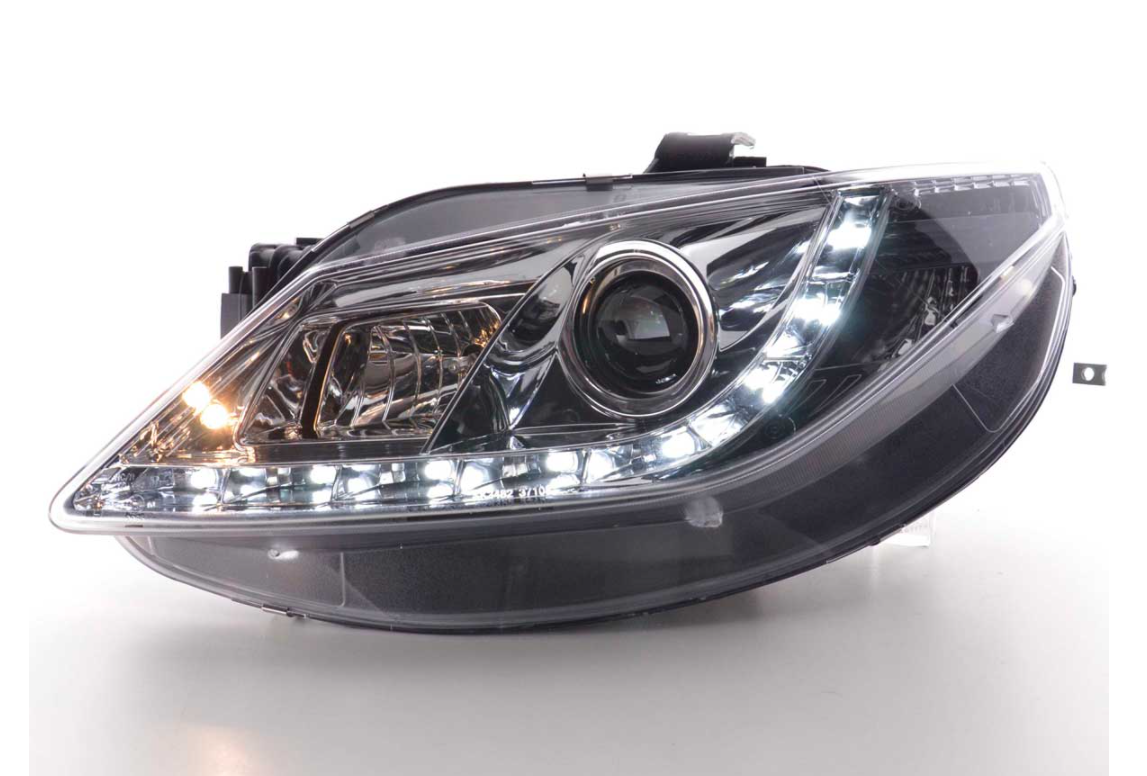 FK LED DRL Projector Eyes headlights Seat Ibiza 4 MK4 6J 08+ black chrome LHD